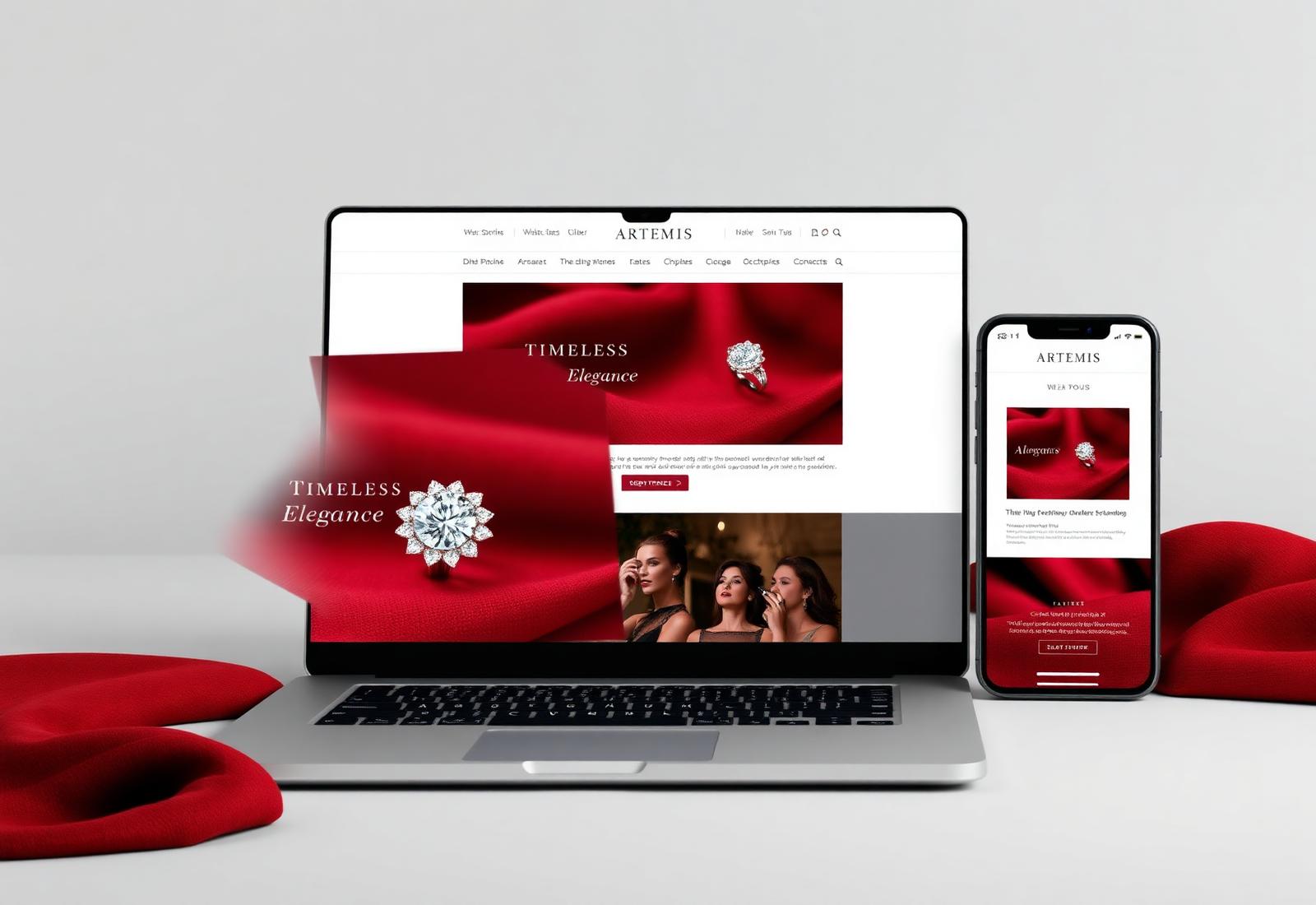 Mockup 3D de laptop e smartphone exibindo um site moderno criado pela Novik Studio